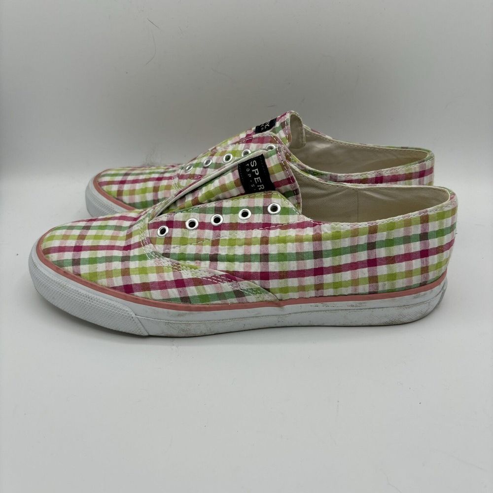 Sperry Top-Sider Women's Slip-on Deck Seersucker Multicolor Pink Green Sz 8.5 M